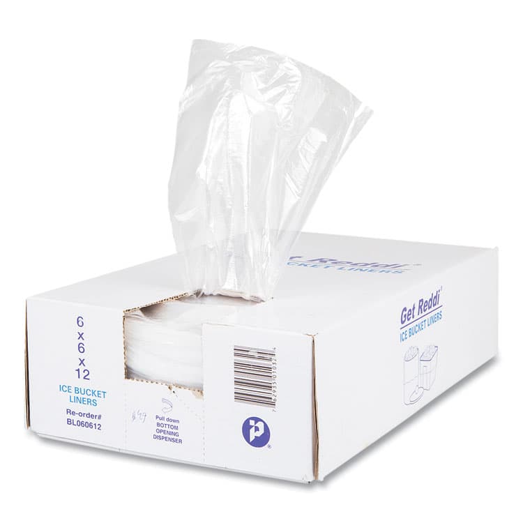 INTEGRATED BAGGING SYSTEMS Ice Bucket Liner Bags, 96 oz, 6" x 6" x 12", Clear, 1,000/Carton (IBSBL060612)