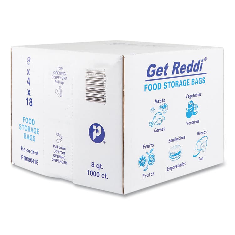 INTEGRATED BAGGING SYSTEMS Food Bags, 2 Gallon, 8" x 4" x 18", Clear, 1,000/Carton (IBSPB080418) thumbnail 2