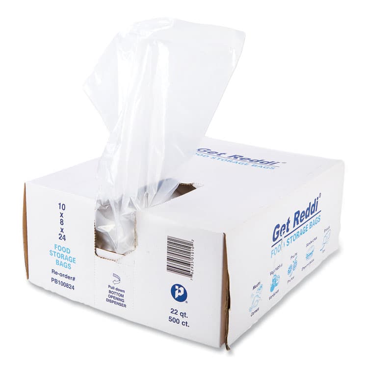 INTEGRATED BAGGING SYSTEMS Food Bags, 5.5 Gallon, 10" x 8" x 24", Clear, 500/Carton (IBSPB100824)