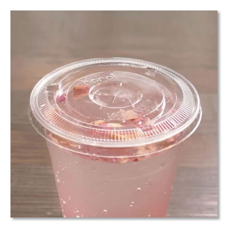 KARAT BY LOLLICUP PET Lids, Flat with Straw Slot, Fits 12 oz to 24 oz Cold Cups, Plastic, Clear, 1,000/Carton (KRTCKC626TS) thumbnail 3