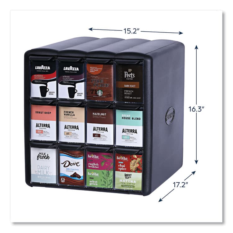 LAVAZZA Four Column Merchandiser, 12 Compartments, 15.2 x 17.2 x 16.3, Black (LAV25200002) thumbnail 3
