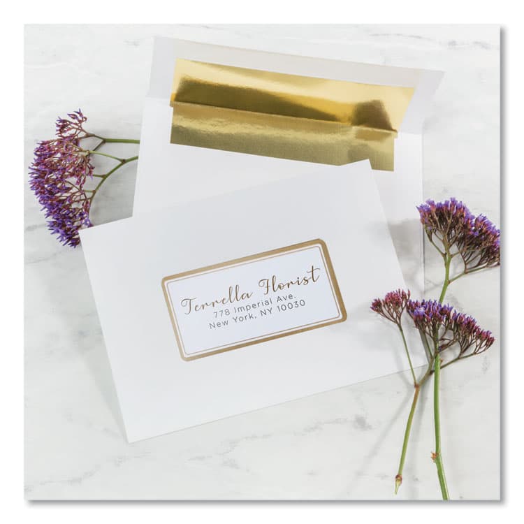 AVERY PRODUCTS CORPORATION White Easy Peel Mailing Labels with Metallic Border, Inkjet/Laser Printers, 2 x 4, White, 10/Sheet, 10 Sheets/Pack (AVE6541) thumbnail 2