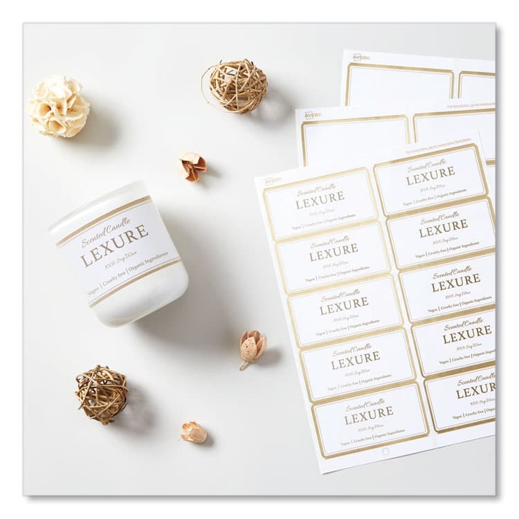 AVERY PRODUCTS CORPORATION White Easy Peel Mailing Labels with Metallic Border, Inkjet/Laser Printers, 2 x 4, White, 10/Sheet, 10 Sheets/Pack (AVE6541)