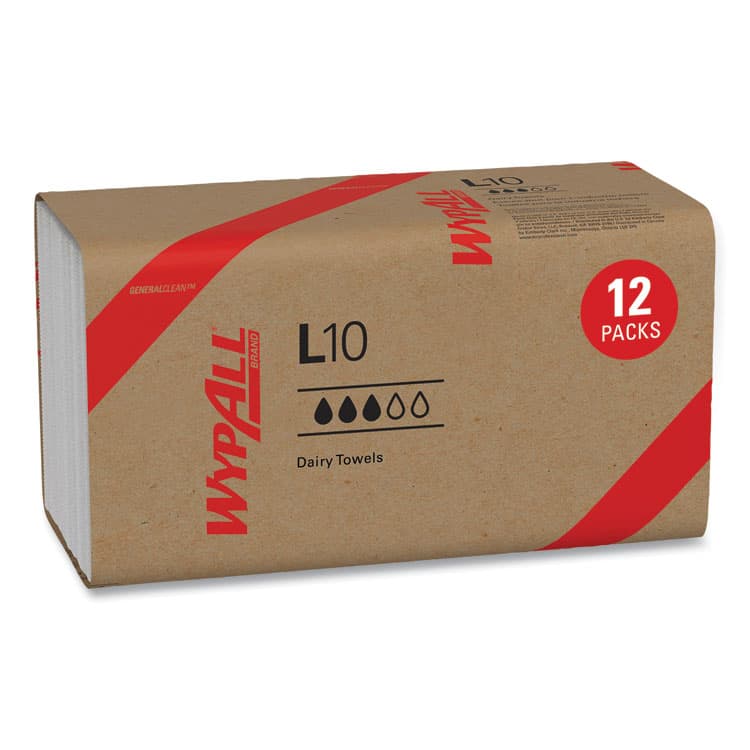 KIMBERLY CLARK L10 SANI-PREP Dairy Towels, Banded, 2-Ply, 9.3 x 10.5, Unscented, White, 200/Pack, 12 Packs/Carton (KCC01770)