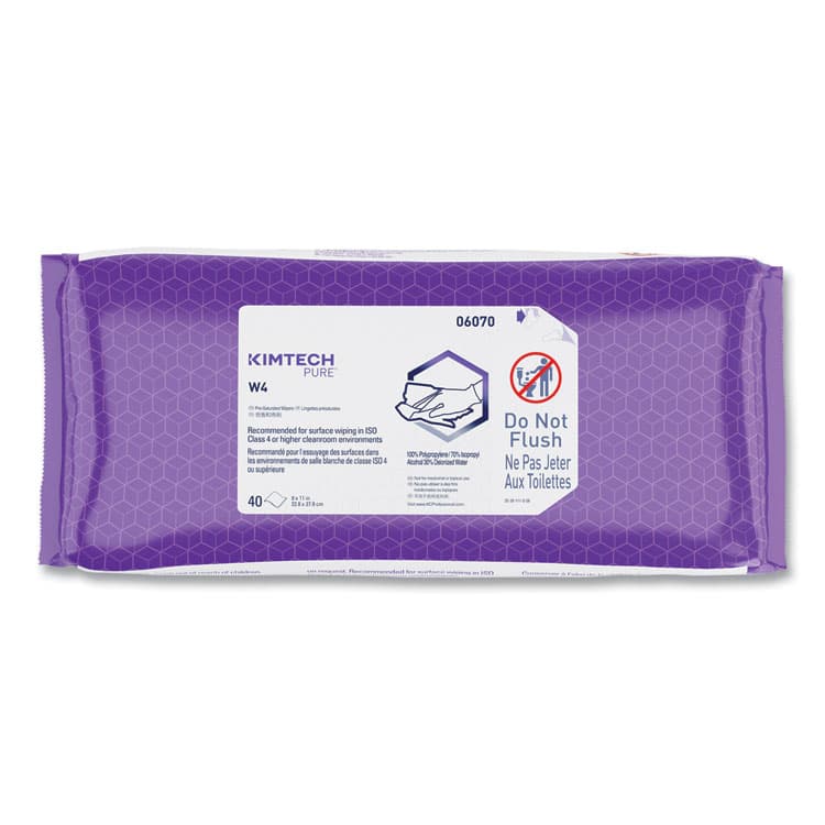 KIMBERLY CLARK W4 PreSat Alcohol Wipers, 70% IPA, 1-Ply, 9 x 11, White, 40/Pack, 10 Packs/Carton (KCC06070) thumbnail 2