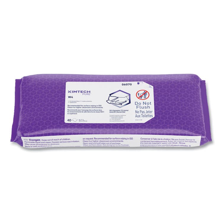 KIMBERLY CLARK W4 PreSat Alcohol Wipers, 70% IPA, 1-Ply, 9 x 11, White, 40/Pack, 10 Packs/Carton (KCC06070) thumbnail 4