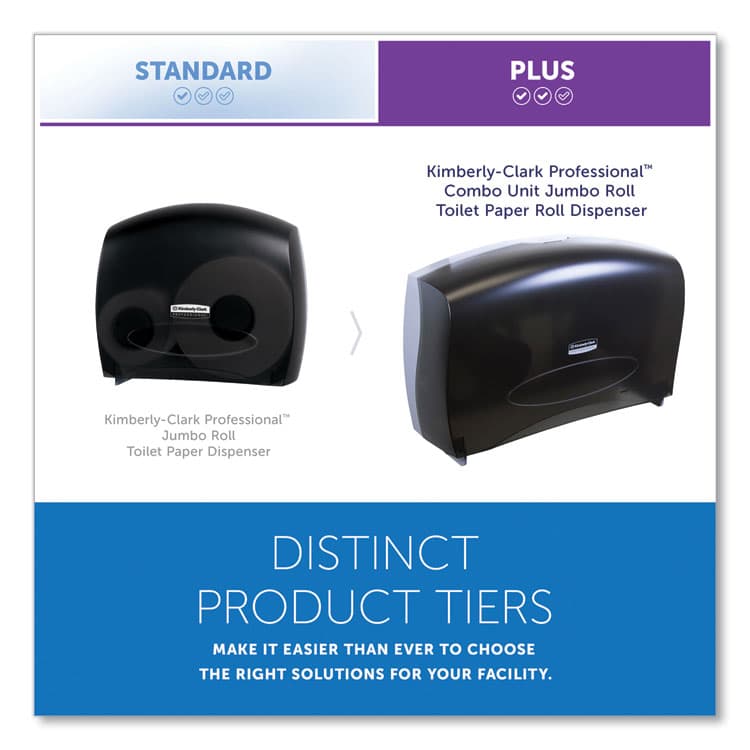 KIMBERLY CLARK Cored JRT Jumbo Combination Tissue Dispenser, 20.4 x 5.8 x 13.1, Smoke/Gray (KCC09551) thumbnail 3