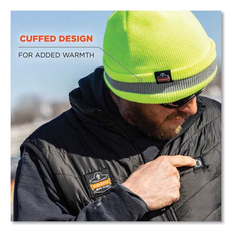 ERGODYNE CORPORATION N-Ferno 6803 Reflective Rib Knit Winter Hat, One Size Fits Most, Lime (EGO16864) thumbnail 2