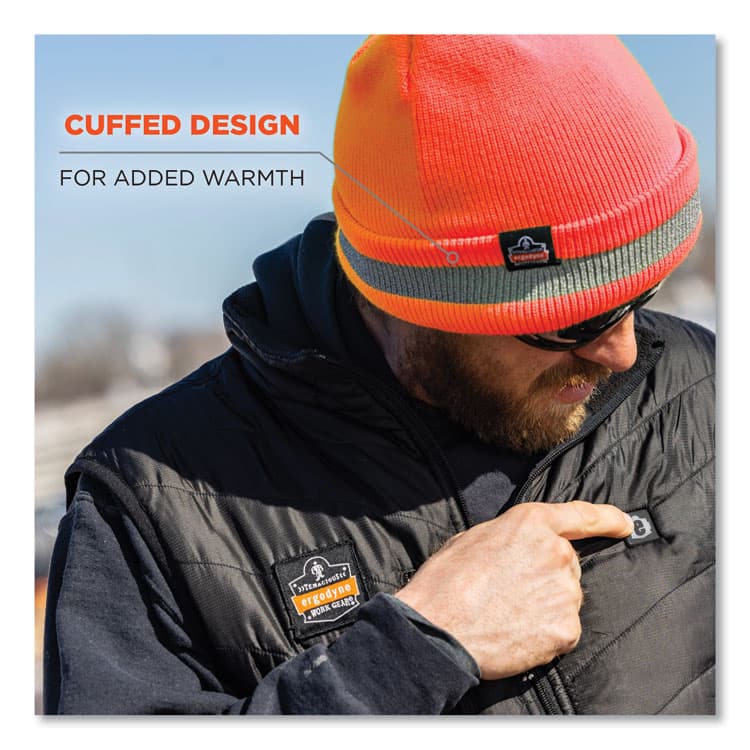 ERGODYNE CORPORATION N-Ferno 6803 Reflective Rib Knit Winter Hat, One Size Fits Most, Orange (EGO16865) thumbnail 3