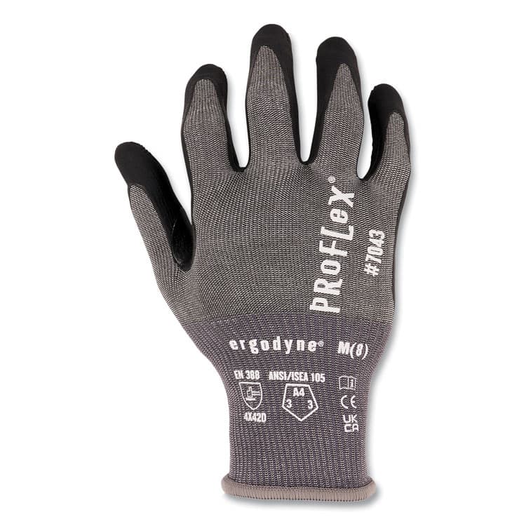 ERGODYNE CORPORATION ProFlex 7043 ANSI A4 Nitrile Coated CR Gloves, EN388: 4X42D, 9" Long, X-Large, Gray, Pair (EGO10525) thumbnail 4