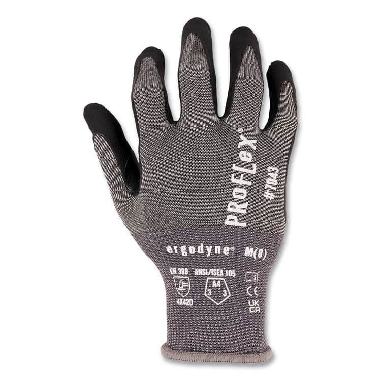 ERGODYNE CORPORATION ProFlex 7043 ANSI A4 Nitrile Coated CR Gloves, EN388: 4X42D, 9" Long, Small, Gray, 12 Pairs (EGO10512) thumbnail 4