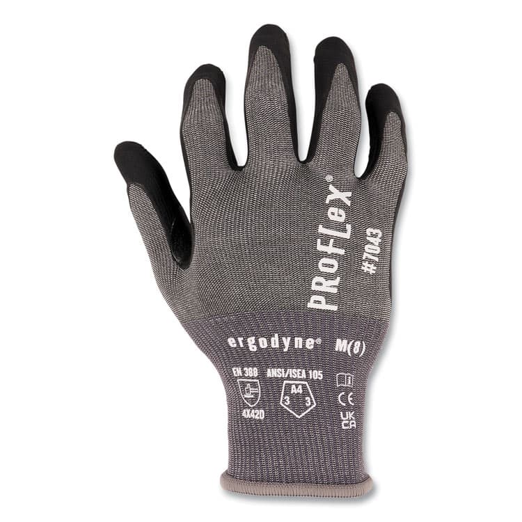 ERGODYNE CORPORATION ProFlex 7043 ANSI A4 Nitrile Coated CR Gloves, EN388: 4X42D, 9" Long, Medium, Gray, Pair (EGO10523) thumbnail 4
