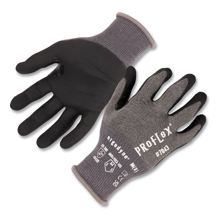 ERGODYNE CORPORATION ProFlex 7043 ANSI A4 Nitrile Coated CR Gloves, EN388: 4X42D, 9" Long, X-Large, Gray, 12 Pairs (EGO10515)