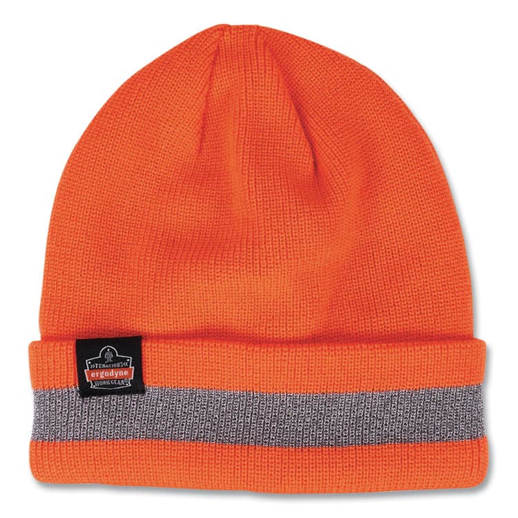 ERGODYNE CORPORATION N-Ferno 6803 Reflective Rib Knit Winter Hat, One Size Fits Most, Orange (EGO16865)