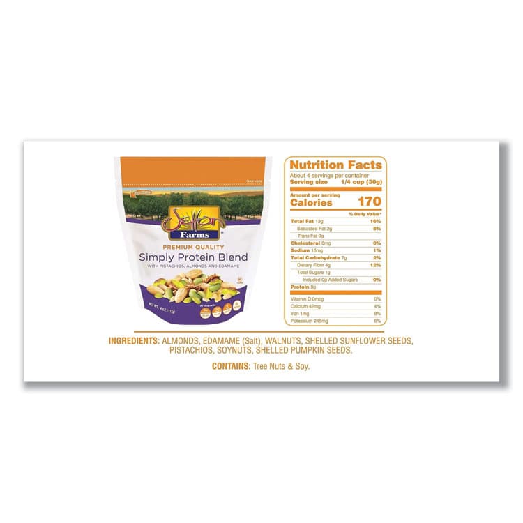 SETTON PISTACHIO OF TERRA BELLA, . Simply Protein Blend, 4 oz Bag, 10/Carton (SEF5379) thumbnail 3