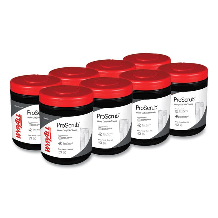 KIMBERLY CLARK Power Clean ProScrub Pre-Saturated Wipes, 12 x 9.5, Citrus Scent, Green/White, 50/Canister, 8 Canisters/Carton (KCC58310)