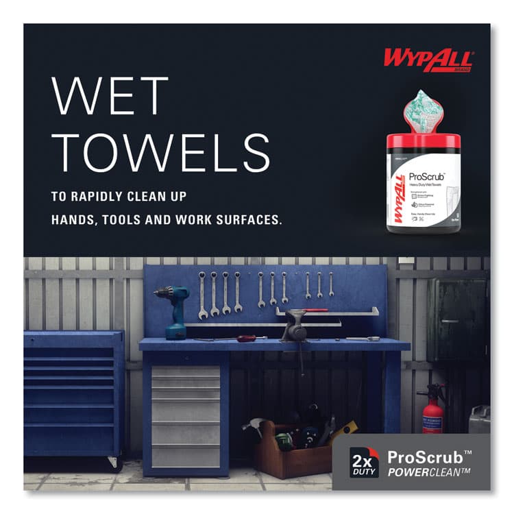 KIMBERLY CLARK Power Clean ProScrub Pre-Saturated Wipes, 12 x 9.5, Citrus Scent, Green/White, 50/Canister, 8 Canisters/Carton (KCC58310) thumbnail 3