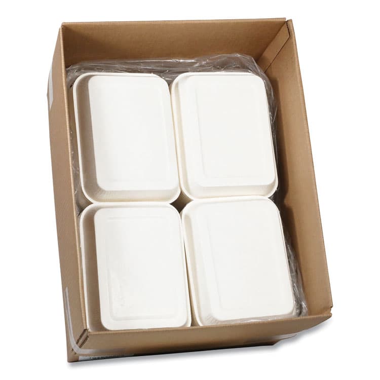 PACTIV EVERGREEN CORPORATION Pressware Classic Stoneware Dual-Ovenable Paperboard Tray, 45 oz, 9.97 x 7.47 x 1.5, White with Brown Specks, 250/Carton (PCTPCS7014XP) thumbnail 3