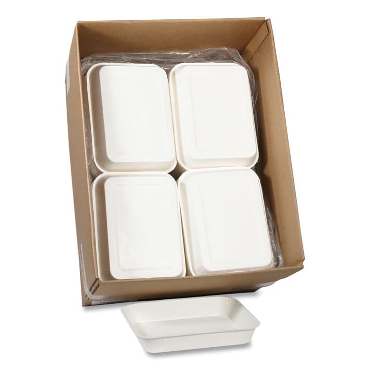 PACTIV EVERGREEN CORPORATION Pressware Classic Stoneware Dual-Ovenable Paperboard Tray, 45 oz, 9.97 x 7.47 x 1.5, White with Brown Specks, 250/Carton (PCTPCS7014XP) thumbnail 4
