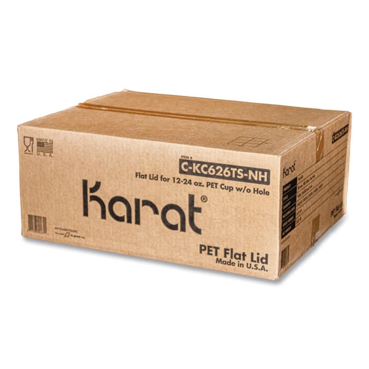 KARAT BY LOLLICUP PET Lids, No Hole Flat Lid, 12 oz to 24 oz Cold Cups, Plastic, Clear, 1,000/Carton (KRTCKC626TSNH) thumbnail 2