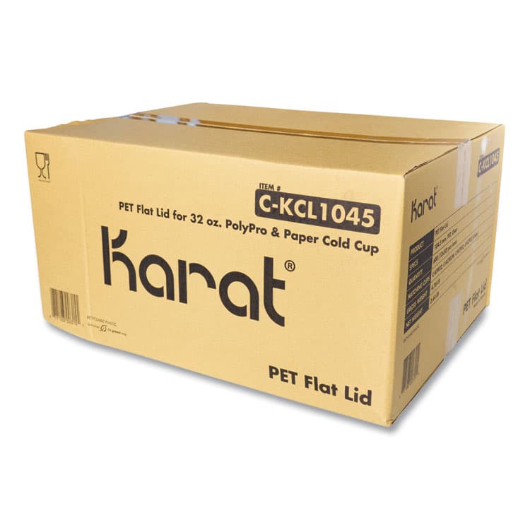 KARAT BY LOLLICUP PET Lids, Flat Lid, Fits 32 oz Cold Cups, Plastic, Clear, 600/Carton (KRTKRTCKCL1045) thumbnail 2