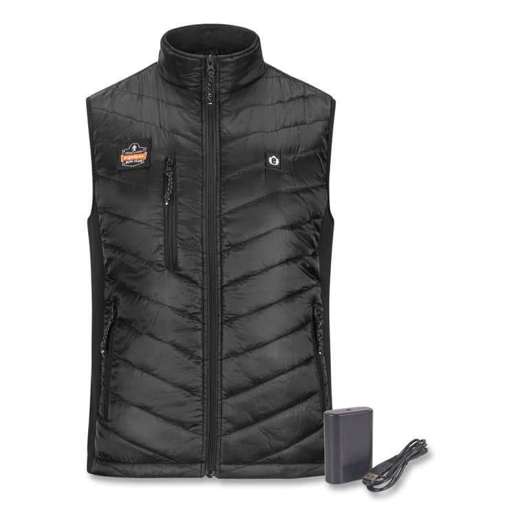 ERGODYNE CORPORATION N-Ferno 6495 Rechargeable Heated Vest with Battery Power Bank, Fleece/Polyester, 4X-Large, Black (EGO41707)