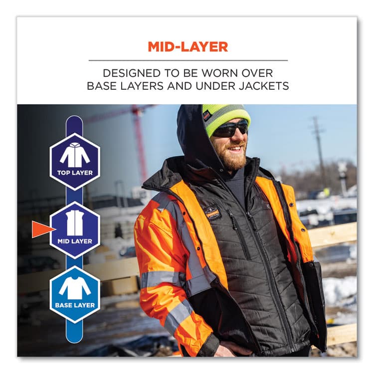 ERGODYNE CORPORATION N-Ferno 6495 Rechargeable Heated Vest with Battery Power Bank, Fleece/Polyester, 2X-Large, Black (EGO41705) thumbnail 3