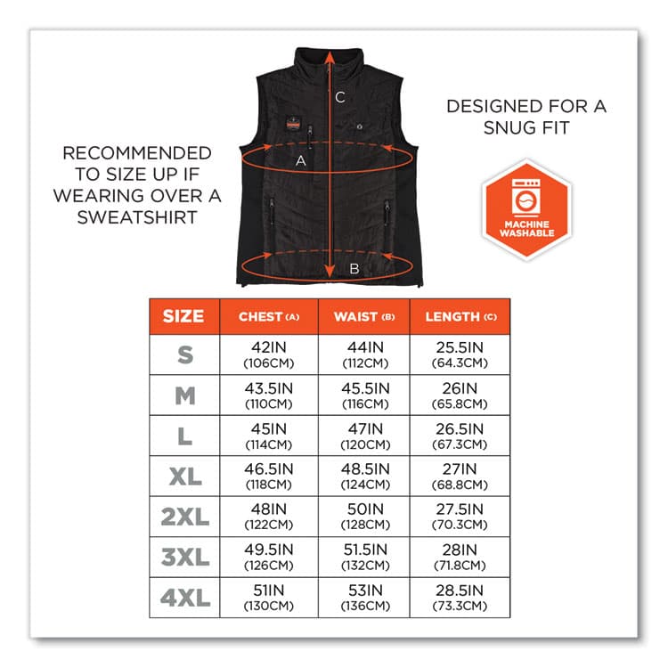 ERGODYNE CORPORATION N-Ferno 6495 Rechargeable Heated Vest with Batter Power Bank, Fleece/Polyester, Small, Black (EGO41701) thumbnail 3