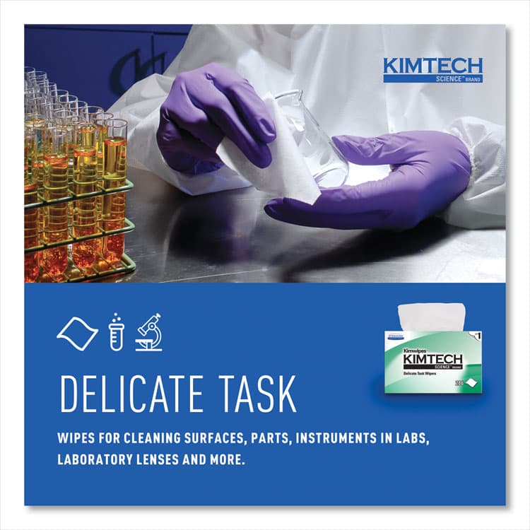 KIMBERLY CLARK Kimwipes Delicate Task Wipers, 1-Ply, 4.4 x 8.4, Unscented, White, 286/Box (KCC34155) thumbnail 3