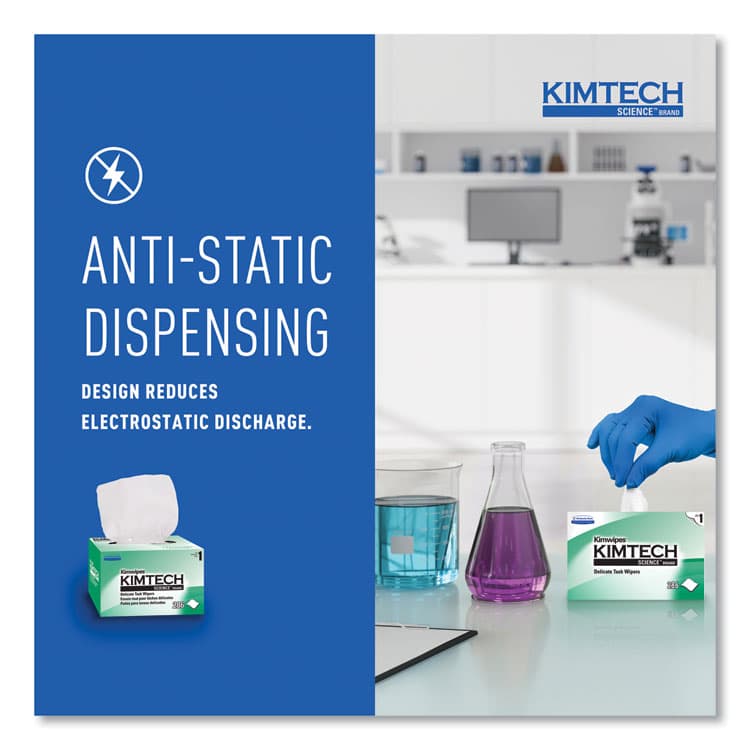 KIMBERLY CLARK Kimwipes Delicate Task Wipers, 1-Ply, 4.4 x 8.4, Unscented, White, 286/Box (KCC34155) thumbnail 4