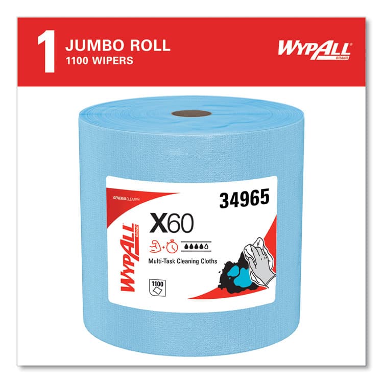 KIMBERLY CLARK General Clean X60 Cloths, Jumbo Roll, 12.5 x 13.4, Blue, 1,100/Roll (KCC34965) thumbnail 2
