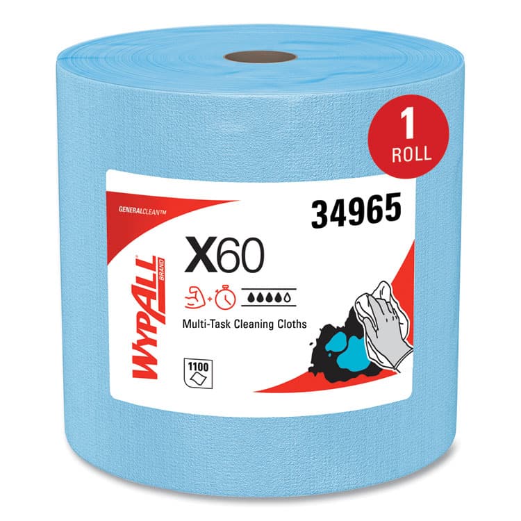 KIMBERLY CLARK General Clean X60 Cloths, Jumbo Roll, 12.5 x 13.4, Blue, 1,100/Roll (KCC34965) thumbnail 3