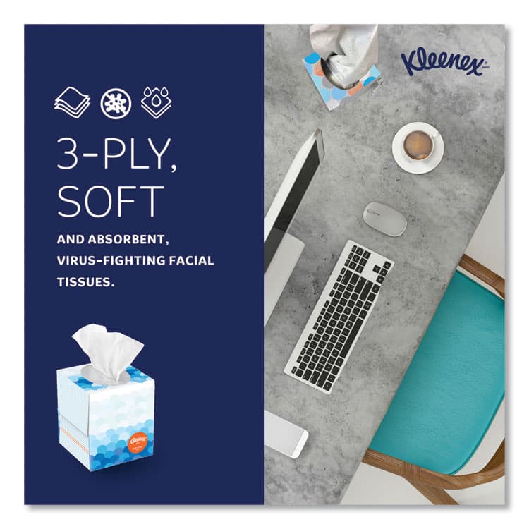 KIMBERLY CLARK Boutique Anti-Viral Facial Tissue, Pop-Up Box, 3-Ply, White, 55 Sheets/Box, 3 Boxes/Pack (KCC21286) thumbnail 4