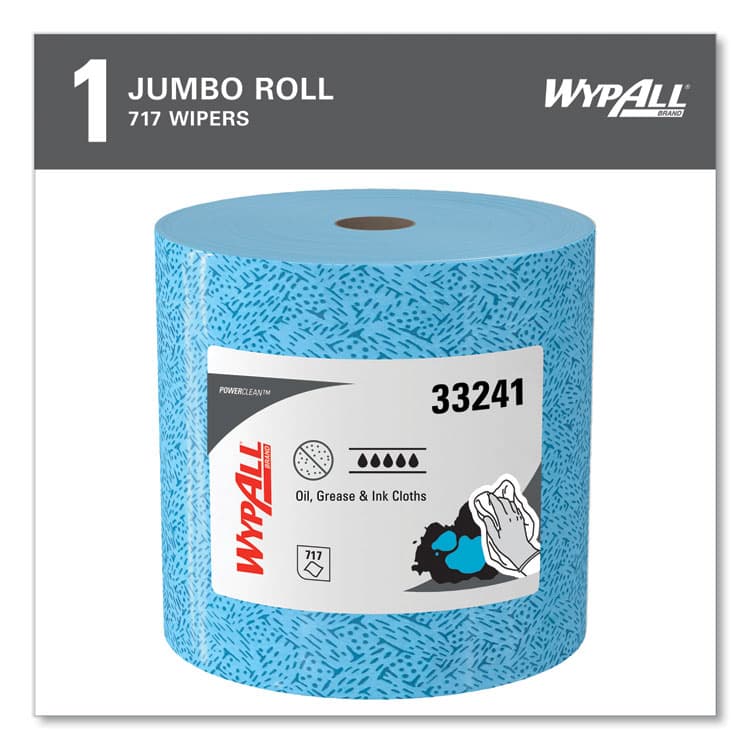 KIMBERLY CLARK Power Clean Oil, Grease and Ink Cloths, Jumbo Roll, 9.8 x 12.2, Blue, 717/Roll (KCC33241) thumbnail 3