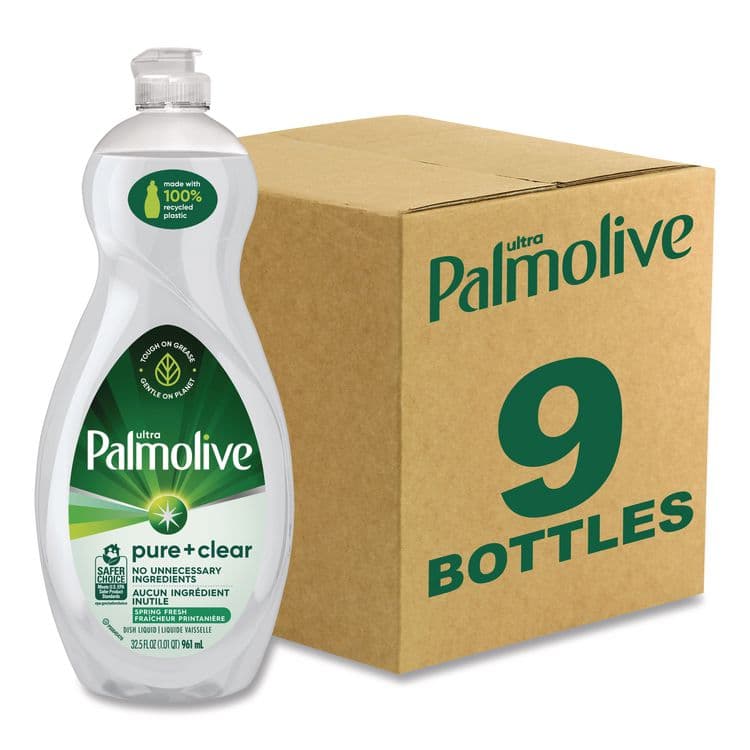 COLGATE PALMOLIVE, IPD. Pure + Clear Dishwashing Liquid, Spring Fresh, 32.5 oz Bottle, 9/Carton (CPCUS04272CT)