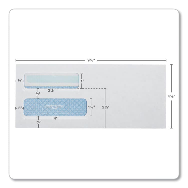 QUALITY PARK PRODUCTS Double Window Redi-Seal Security-Tinted Envelope, #10, Commercial Flap, Redi-Seal Adhesive Closure, 4.13 x 9.5, White, 500/BX (QUA24559) thumbnail 2