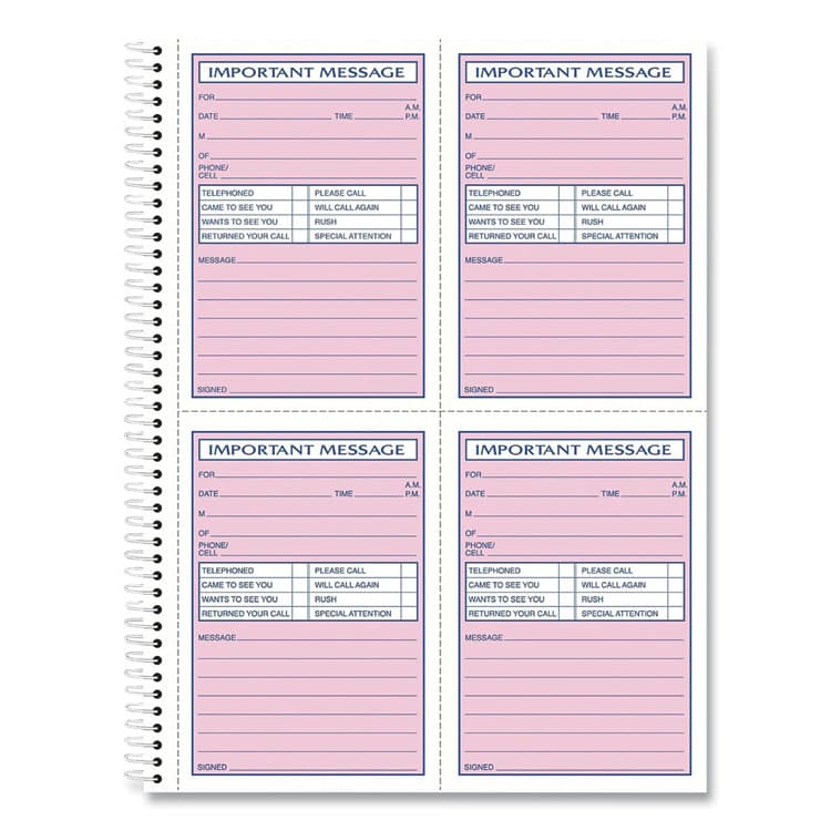 TOPS BUSINESS FORMS Telephone Message Book with Fax/Mobile Section, Two-Part Carbonless, 3.88 x 5.5, 4 Forms/Sheet, 400 Forms Total (TOP4009) thumbnail 2