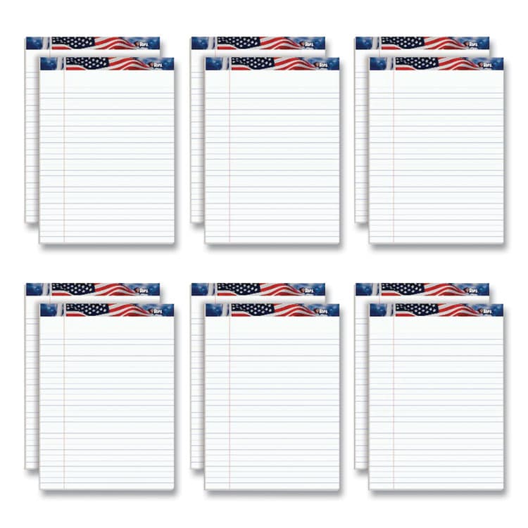 TOPS BUSINESS FORMS American Pride Writing Pad, Red/White/Blue Headband, Wide Rule, (50) White 8.5 x 11 Sheets, 12/Pack (TOP75111)