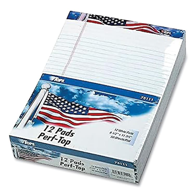TOPS BUSINESS FORMS American Pride Writing Pad, Red/White/Blue Headband, Wide Rule, (50) White 8.5 x 11 Sheets, 12/Pack (TOP75111) thumbnail 3