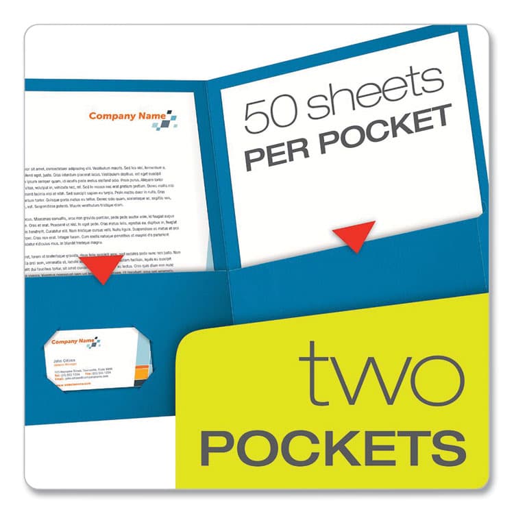 TOPS BUSINESS FORMS Twin-Pocket Folder, Accommodates (100) 11 x 8.5 Sheets, Light Blue, 25/Box (OXF57501) thumbnail 2