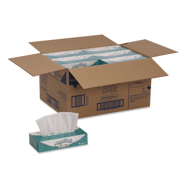 GEORGIA PACIFIC Angel Soft ps Premium Facial Tissues in Flat Box, 2-Ply, White, 100 Sheets/Box, 30 Boxes/Carton (GPC48580CT)