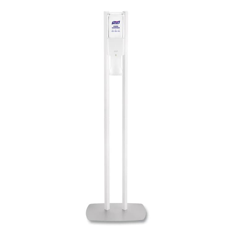 GO-JO INDUSTRIES ES10 Dispenser Floor Stand with Automatic Hand Sanitizer Dispenser, 15.56 x 11.75 x 51.82, White (GOJ8210DS)