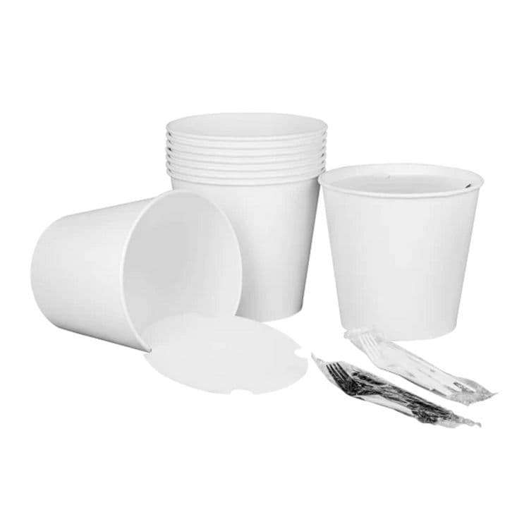 KARAT BY LOLLICUP Food Bucket with Lid, 170 oz, 8.9" Diameter x 8.36" h, White, Paper, 150/Carton (KRTCFB170WBNDL) thumbnail 2