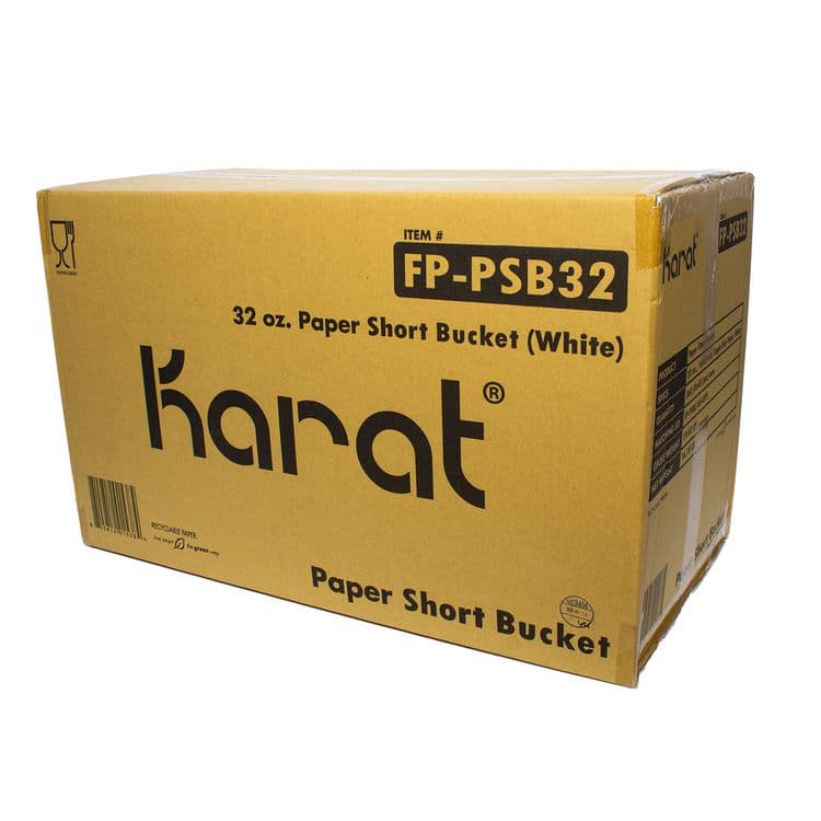 KARAT BY LOLLICUP Food Bucket, 32 oz, 6.5" Diameter x 2.4" h, White, Paper, 360/Carton (KRTFPPSB32) thumbnail 2