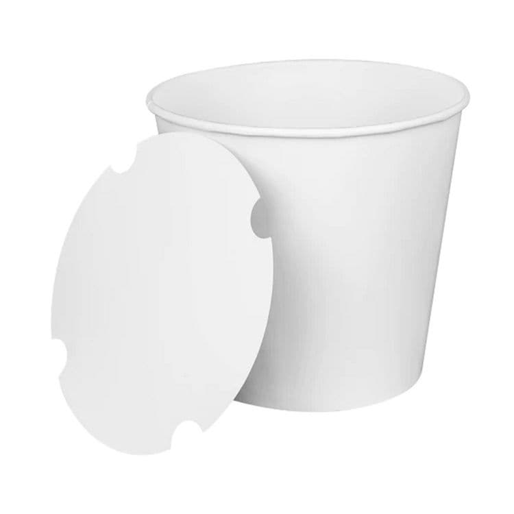 KARAT BY LOLLICUP Food Bucket with Lid, 170 oz, 8.9" Diameter x 8.36" h, White, Paper, 150/Carton (KRTCFB170WBNDL)