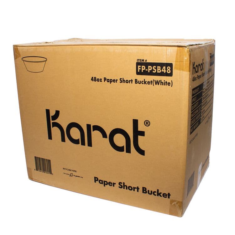 KARAT BY LOLLICUP Food Bucket, 48 oz, 7.99" Diameter x 2.4" h, White, Paper, 270/Carton (KRTFPPSB48) thumbnail 2