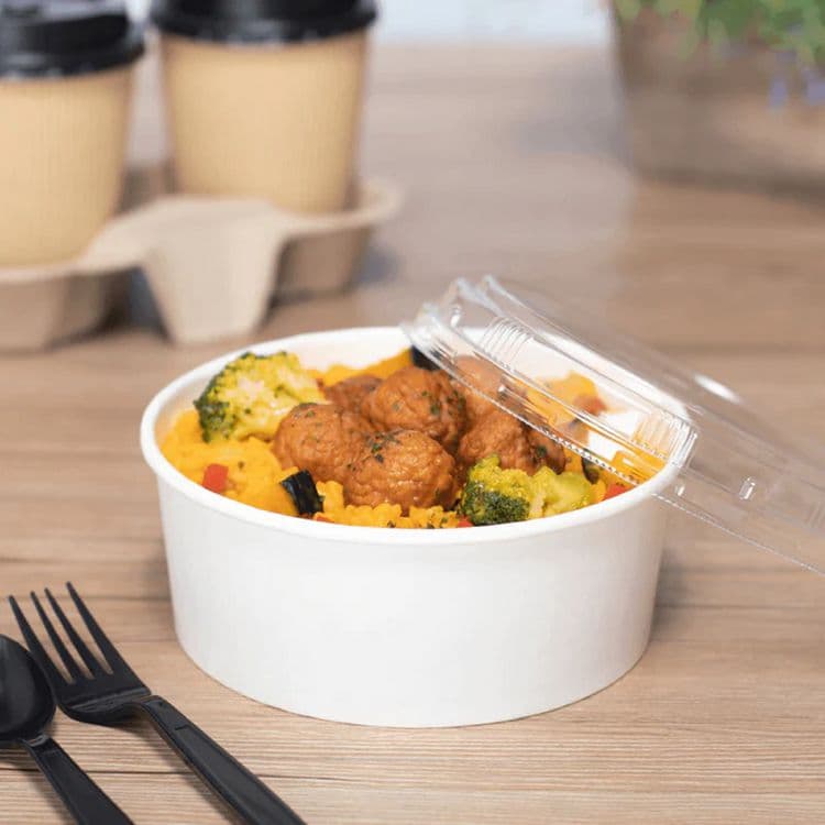 KARAT BY LOLLICUP Food Bucket, 32 oz, 6.5" Diameter x 2.4" h, White, Paper, 360/Carton (KRTFPPSB32) thumbnail 4