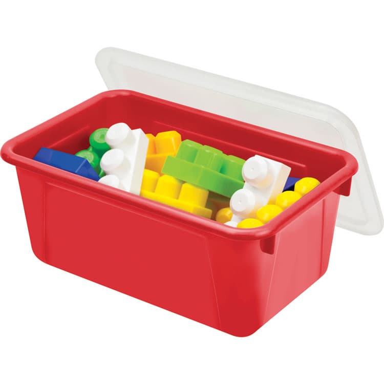 STOREX Cubby Bin with Lid, 12.28 x 7.95 x 5.23, Red, 5/Pack (STX62407U05C) thumbnail 3