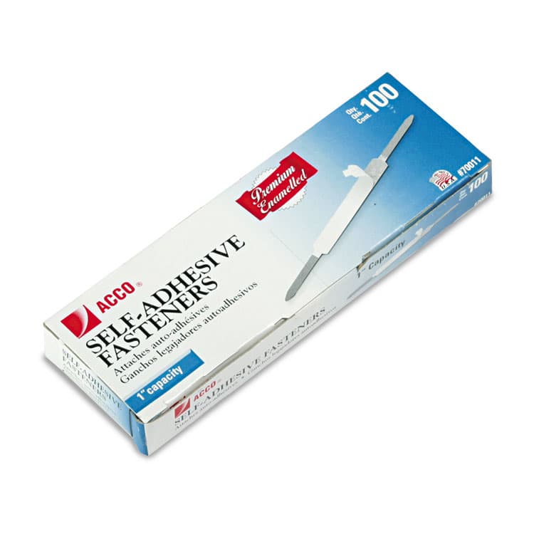 ACCO BRANDS, . Premium Self-Adhesive Two-Prong Paper Fastener Bases, 1" Capacity, 2.75" Center to Center, Silver, 100/Box (ACC70011) thumbnail 2