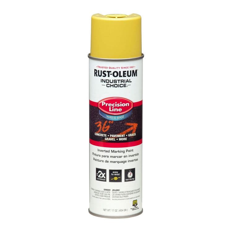 RUST-OLEUM CORPORATION Industrial Choice Precision Line Marking Paint, Flat High-Visibility Yellow, 17 oz Aerosol Can, 12/Carton (RST203034CT)